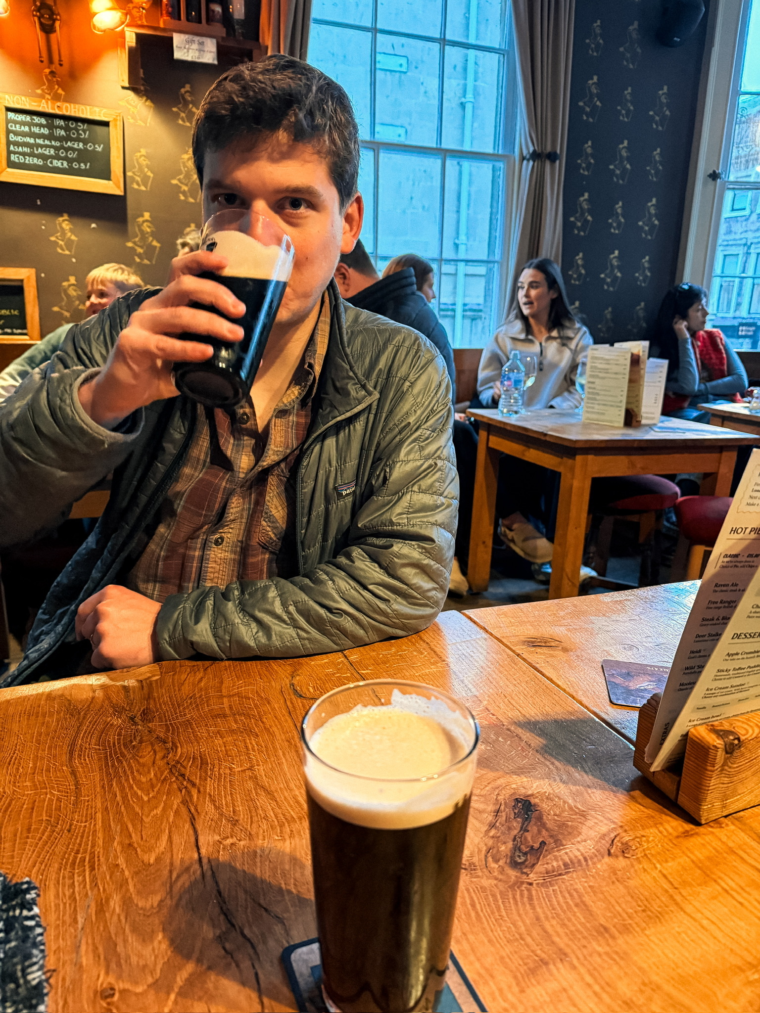 drinking a pint in Bath, England