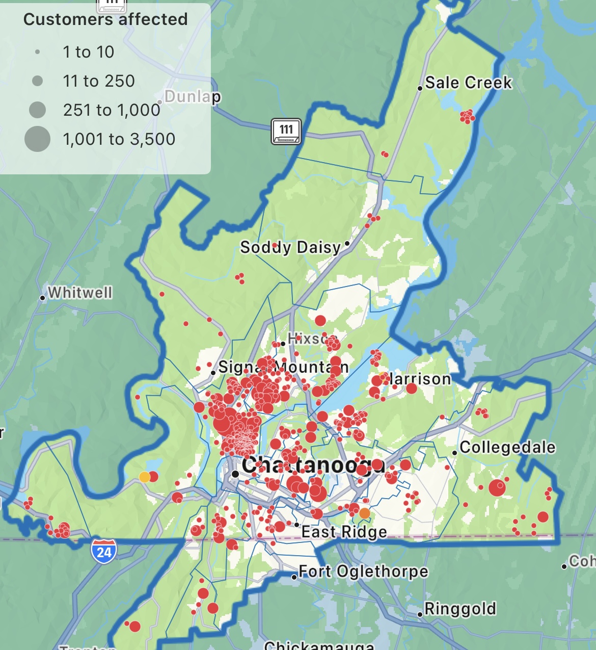 Power outage map